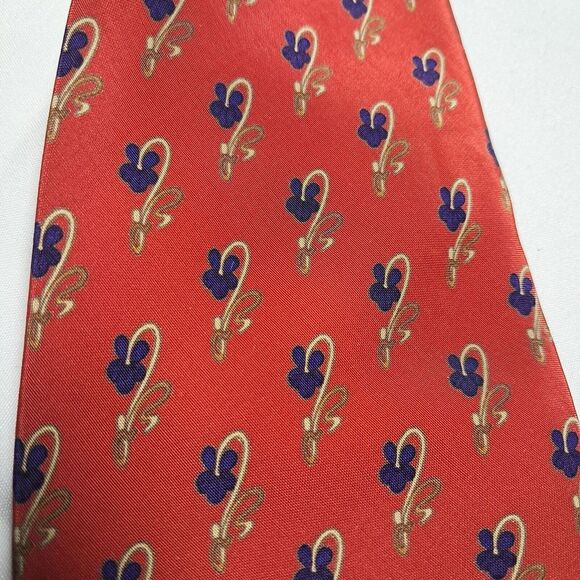 Aquascutum of London‎ Flower Print Design Red Silk Tie Made in Italy Joe Merten - Picture 1 of 8